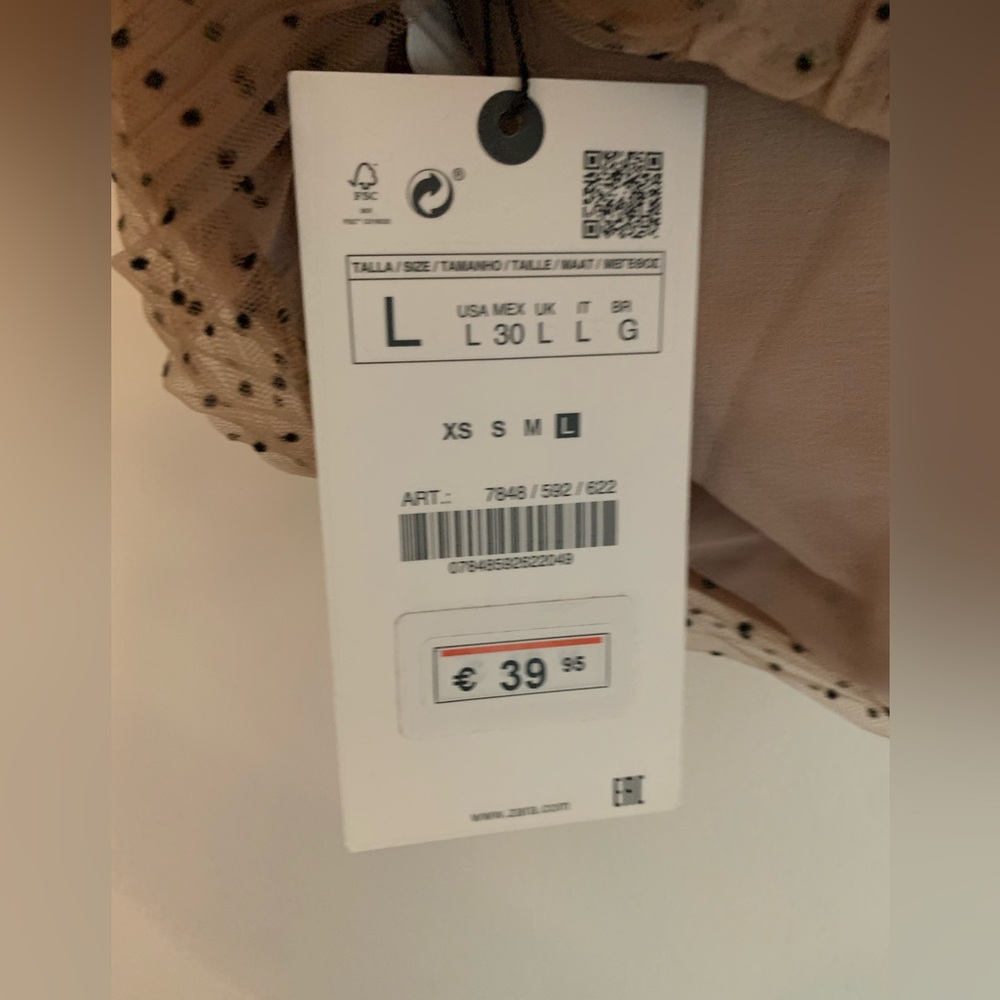 NWT Zara Nude Tulle Crop Top - Picture 6 of 8